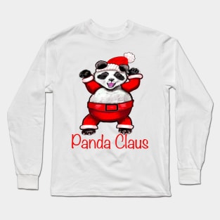 Panda Claus cute funny panda bear in a festive merry happy holidays red Santa Claus suit Long Sleeve T-Shirt